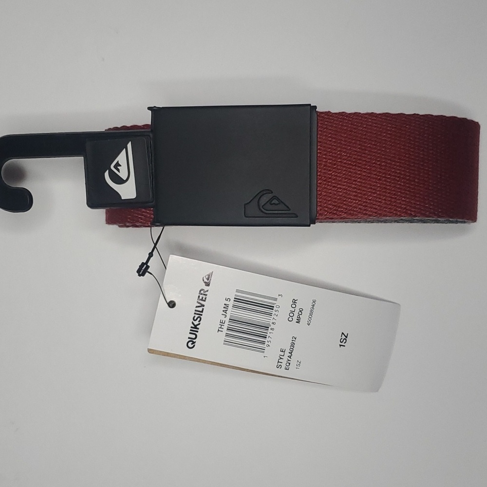 quiksilver strap, wine red/grey, reversible, bottle opener buckle, new.